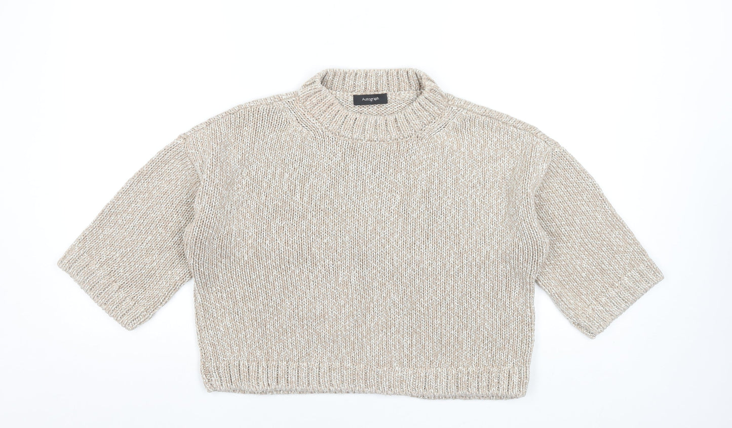 Marks and Spencer Autograph Women’s Beige High Neck Pullover Jumper Size 8