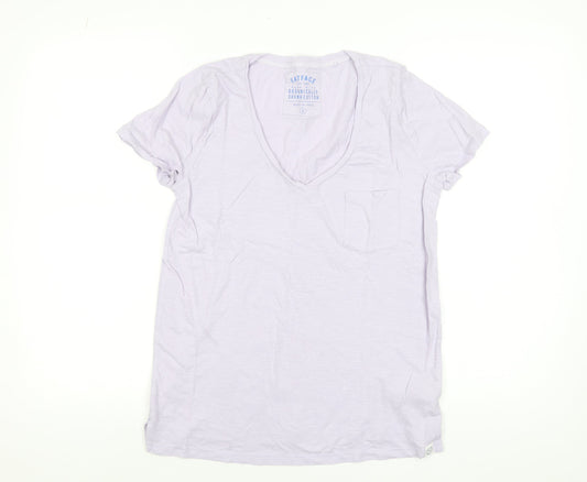 FatFace Women's Purple V-Neck Short Sleeve Cotton T-Shirt Size 6