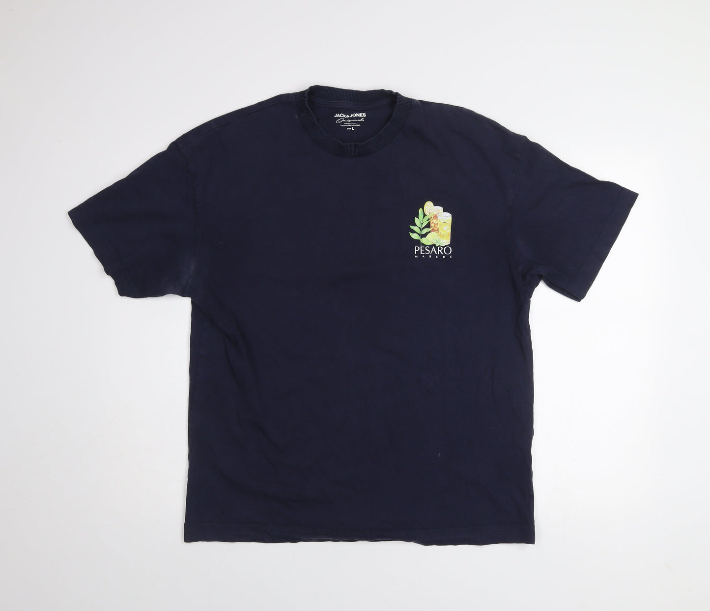 Jack & Jones Men's Blue Pesaro Graphic Print T-Shirt Size L