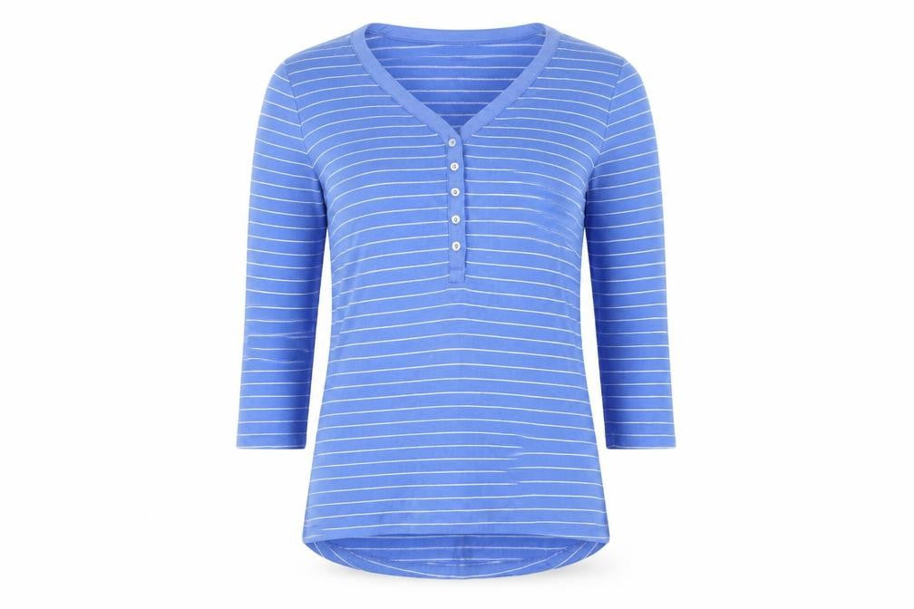 Womens UK Size XS Lands' End Blue Viscose Blend T-Shirt