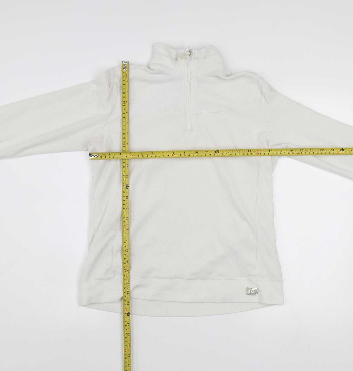 Champion Womens White Fleece 1/4 Zip Pullover Sweatshirt M Easy Fit