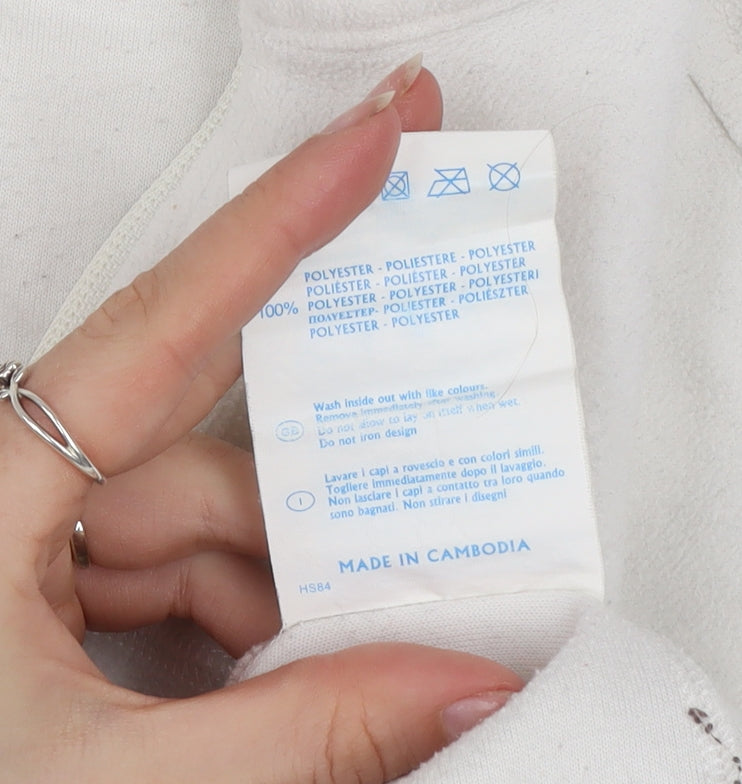 Champion Womens White Fleece 1/4 Zip Pullover Sweatshirt M Easy Fit