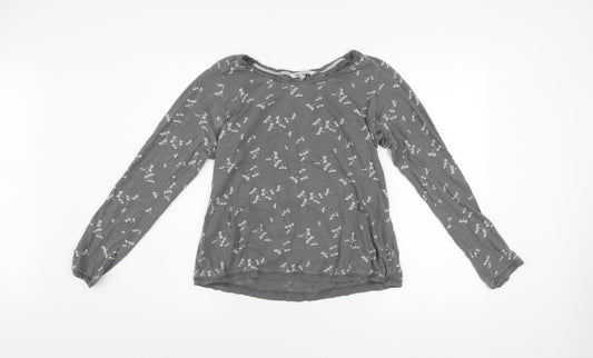 Fat Face Womens Grey Floral Long Sleeve Cotton Top Size 12