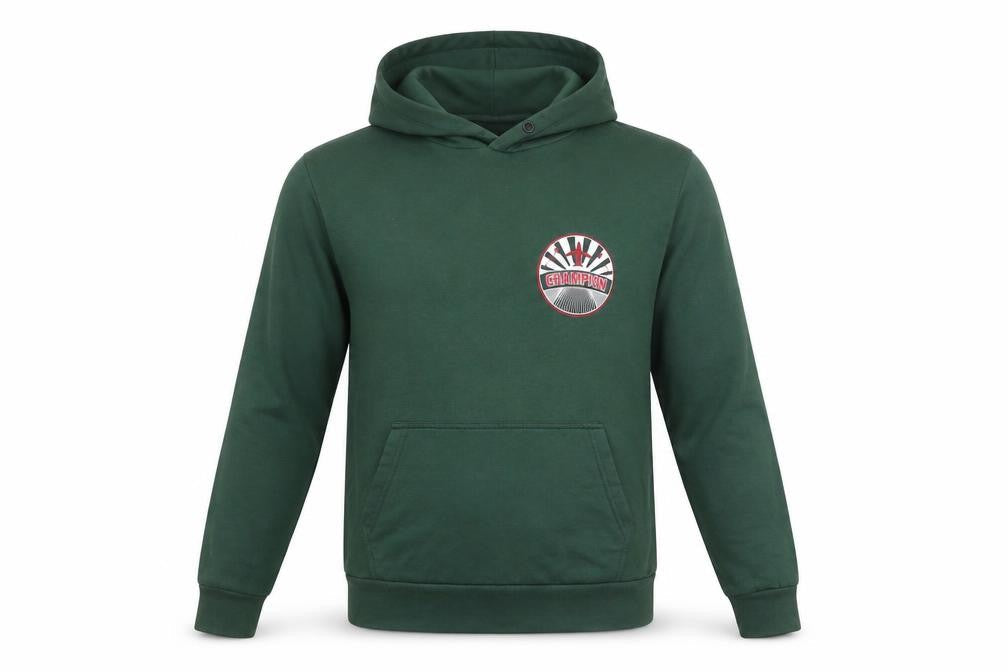 PRETTYLITTLETHING Mens Green Pullover Hoodie Medium Logo Print