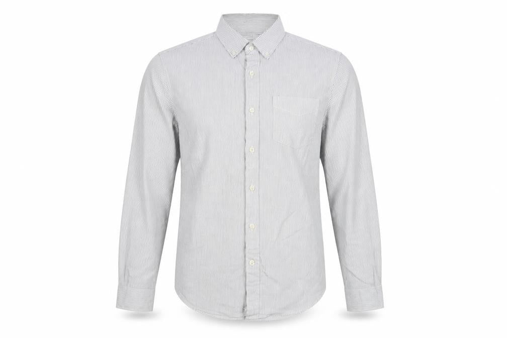 Gap Men's White Slim Fit Stretch Striped Long Sleeve Dress Shirt S