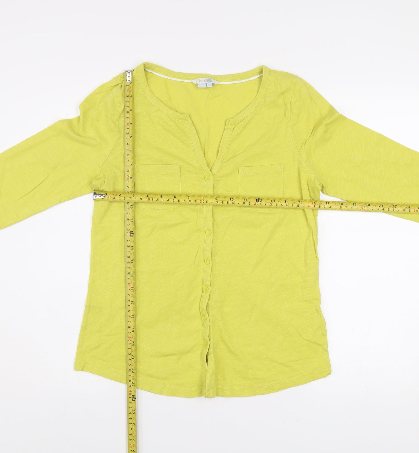 Boden Womens Yellow 3/4 Sleeve Button-Up Cotton Top Size 10