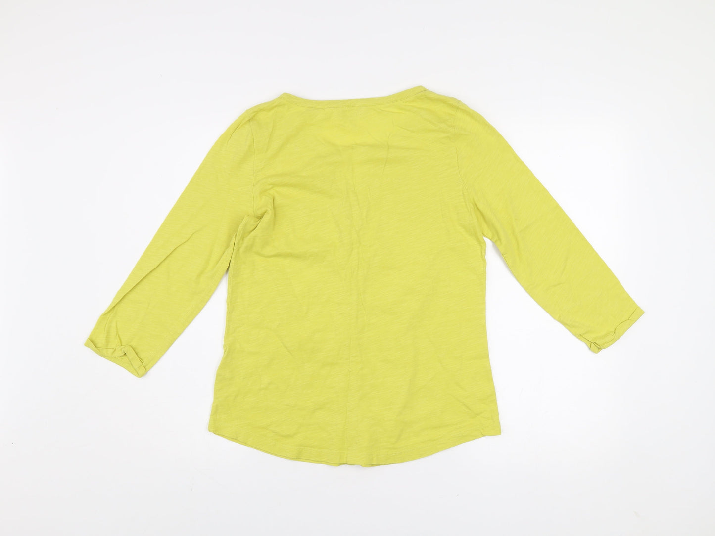 Boden Womens Yellow 3/4 Sleeve Button-Up Cotton Top Size 10