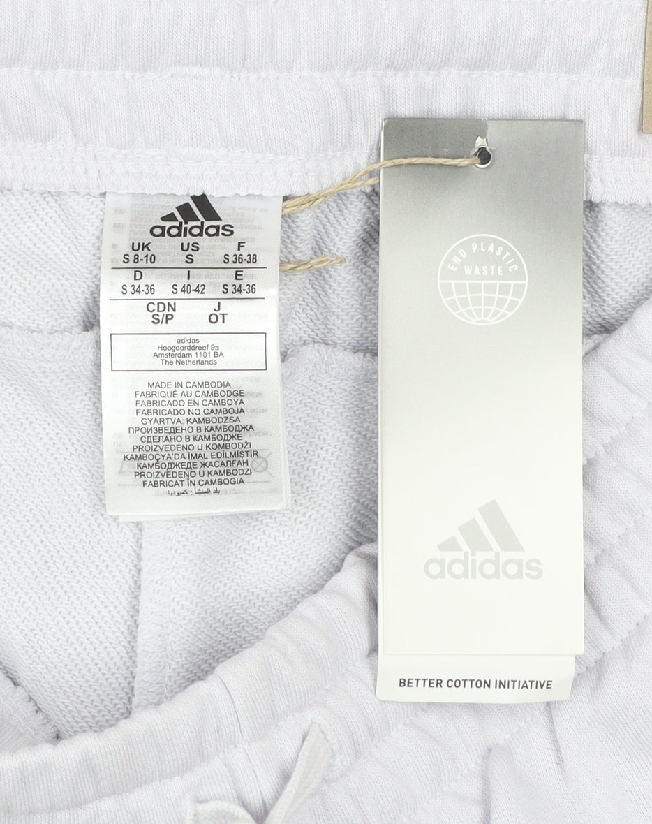 Adidas Women White Jogger Trousers Size 8-10 Cotton Blend Activewear