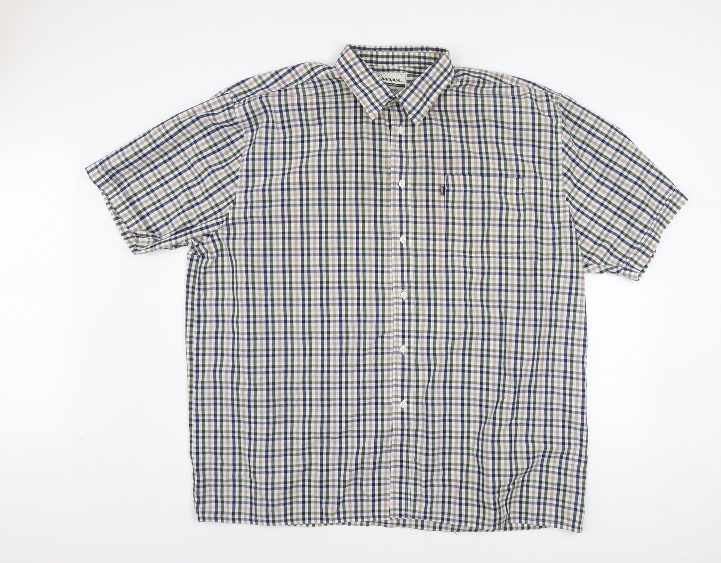 Champion Men’s Multicoloured Check Short Sleeve 3XL Button-Up Shirt