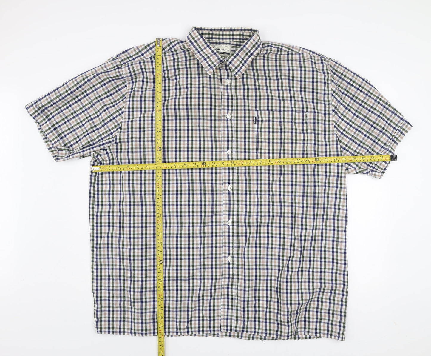 Champion Men’s Multicoloured Check Short Sleeve 3XL Button-Up Shirt