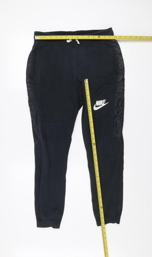 Nike Men's Black Small Jogger Sweatpants with Side Panels