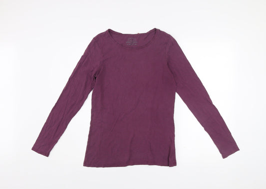 FatFace Womens Purple Long Sleeve Basic Cotton Modal T-Shirt Size 10