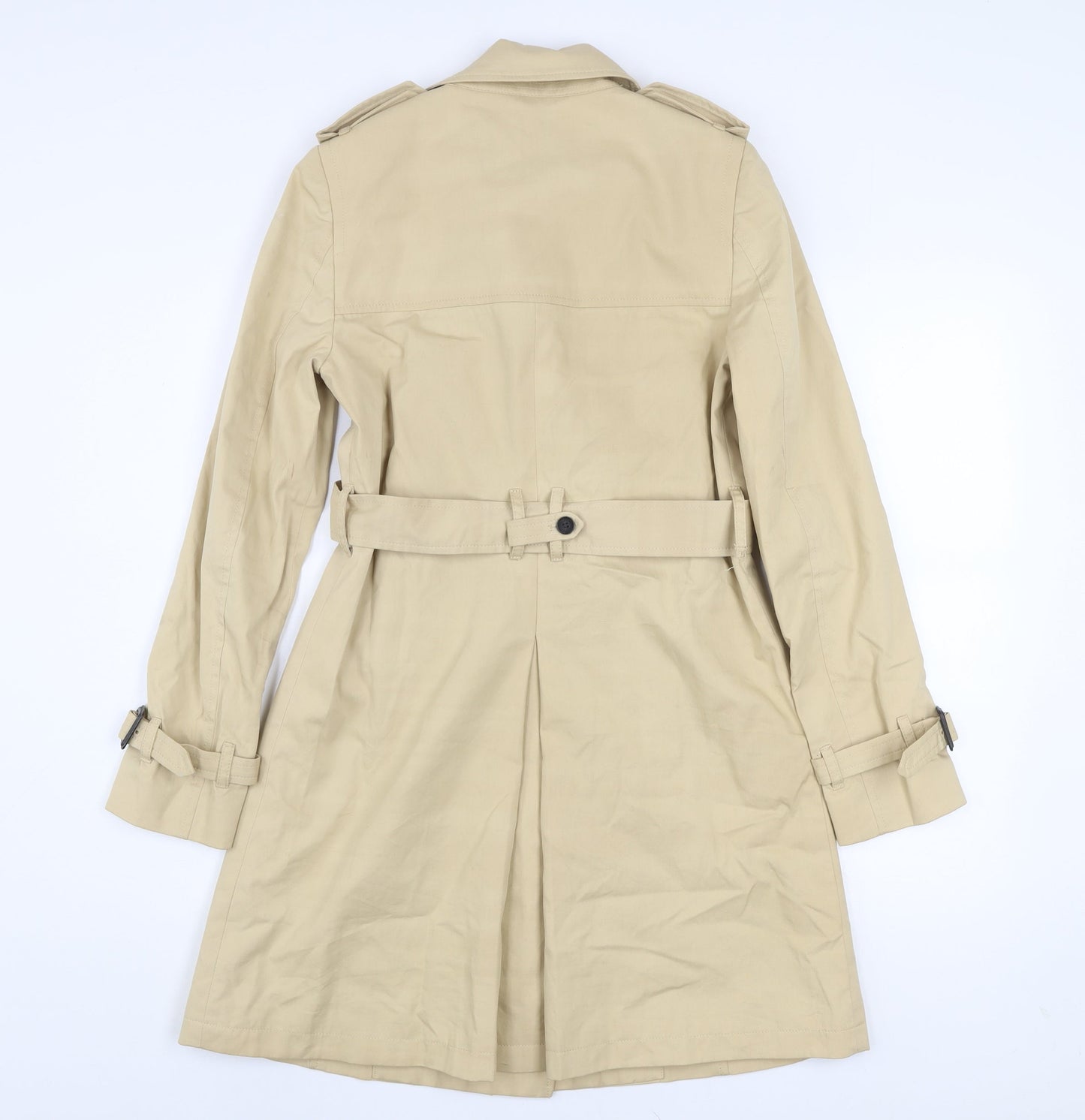 Jack Wills Womens Beige Trench Coat Size 8 Belted Mid-Length Classic