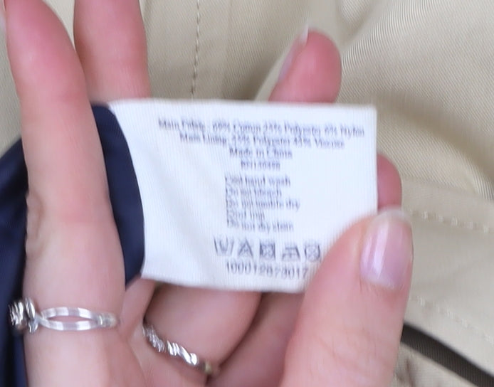 Jack Wills Womens Beige Trench Coat Size 8 Belted Mid-Length Classic