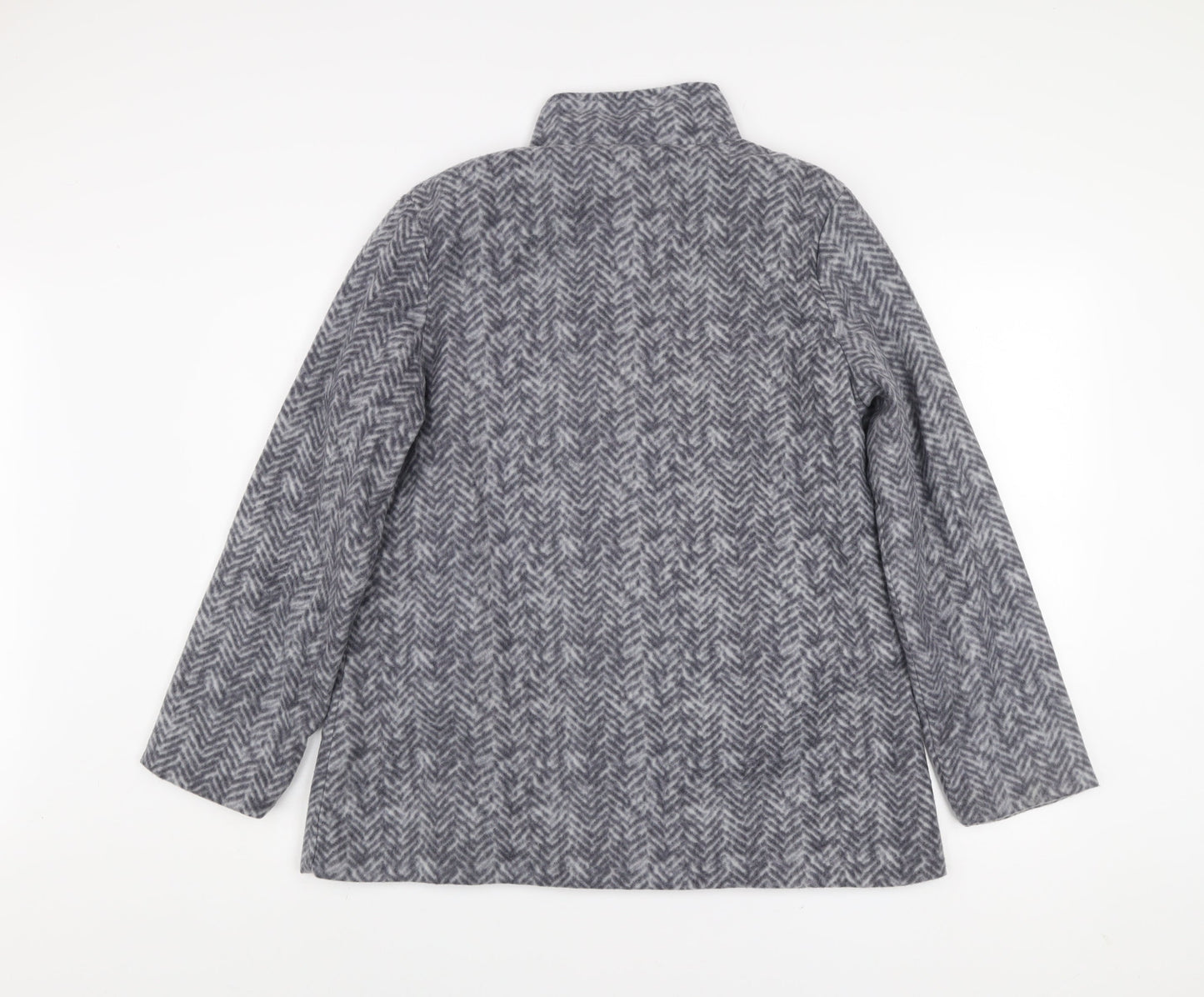 Anne De Lançay Women's Grey Herringbone Mid-Length Button Coat Size S
