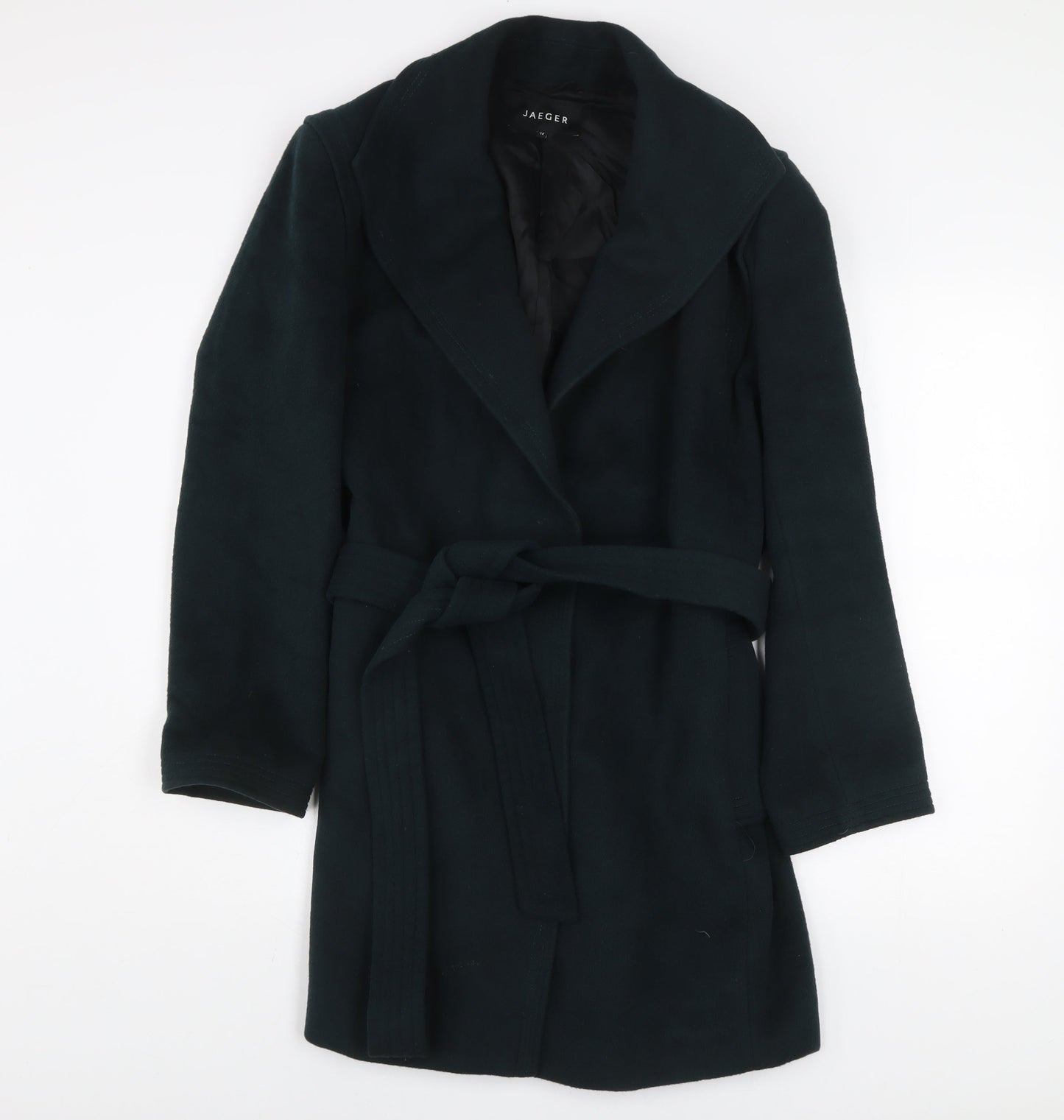 Jaeger Womens Green Wool Belted Trench Coat Size 14