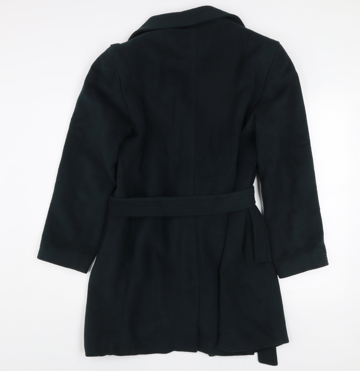 Jaeger Womens Green Wool Belted Trench Coat Size 14