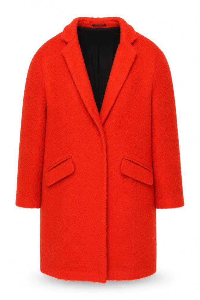 Marks & Spencer Women’s Red Wool Blend Mid-Length Overcoat Size 12