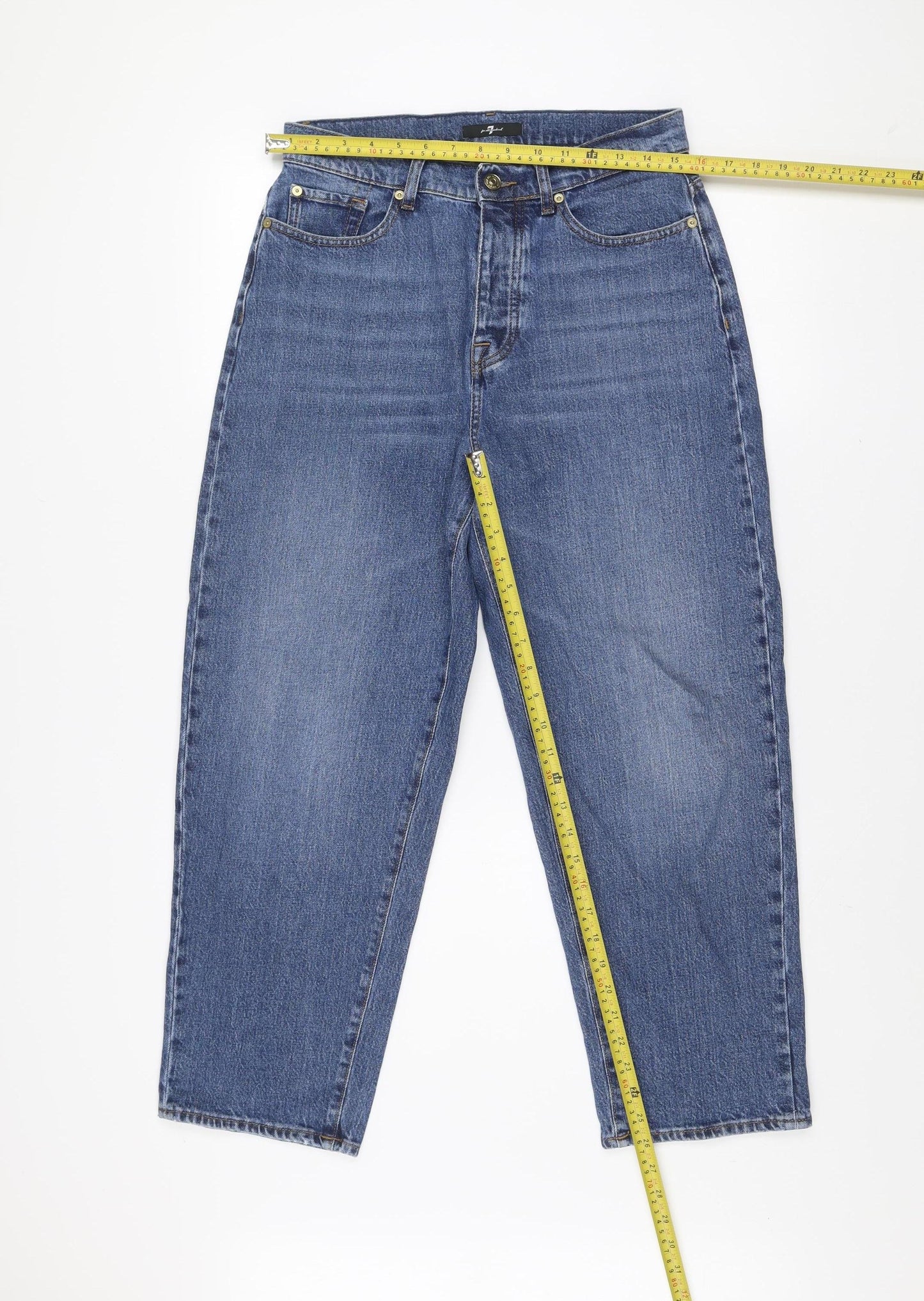 7 For All Mankind Men's Blue Denim Straight Jeans Size 27 Regular Fit