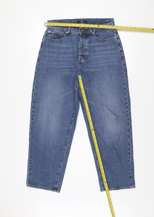 7 For All Mankind Men's Blue Denim Straight Jeans Size 27 Regular Fit