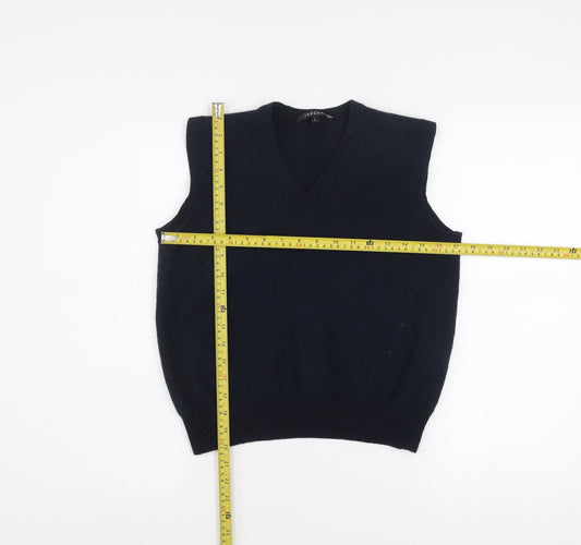 Jaeger Men's Blue Wool Sleeveless V-Neck Vest Jumper Size L