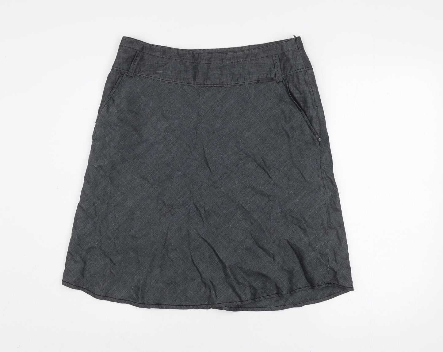 TIMEOUT Women's Grey Knee Length A-Line Linen Skirt Size 10