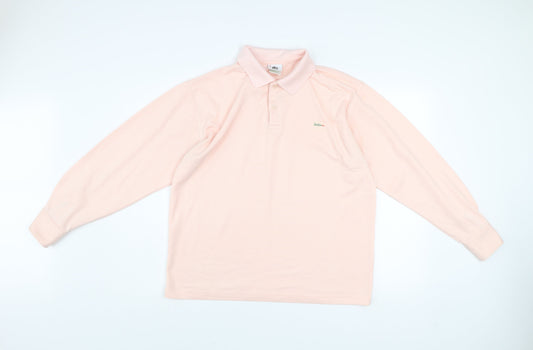 Lacoste Men's Pink Long Sleeve Cotton Polo Shirt Size L Classic Fit