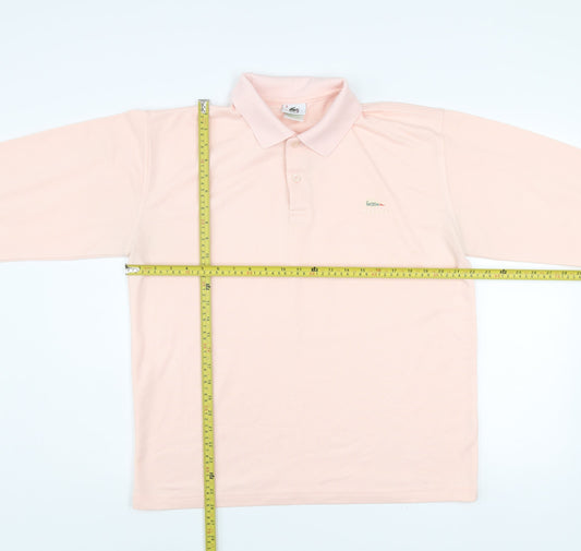Lacoste Men's Pink Long Sleeve Cotton Polo Shirt Size L Classic Fit