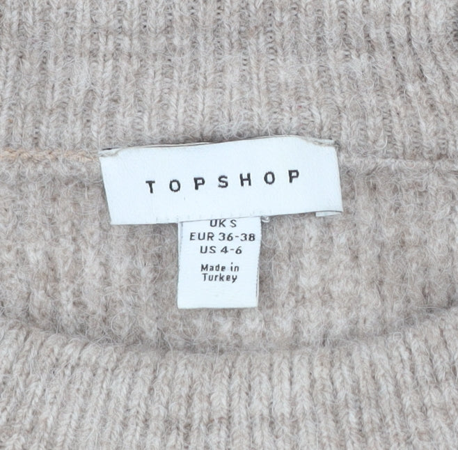 Topshop Women Beige Knit Pullover Jumper S Acrylic Blend
