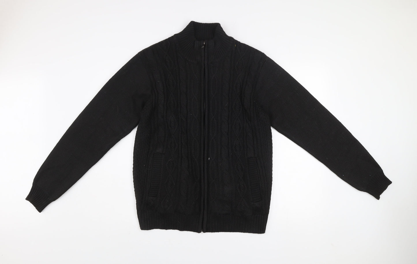 Matinee Mens Black Knit Full Zip Jacket Size M Polyester Lined