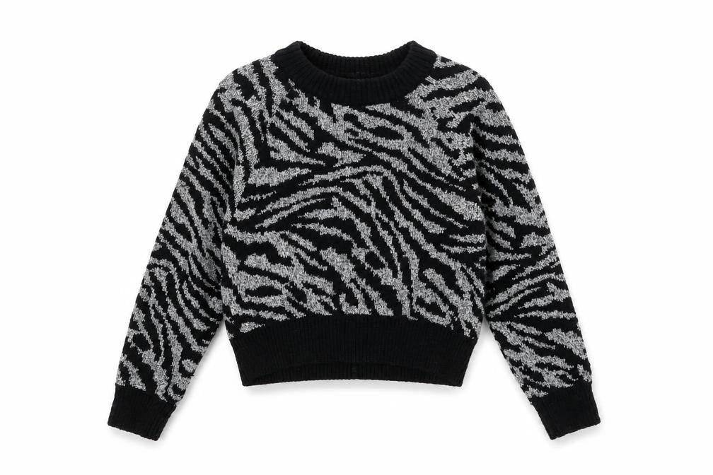 Topshop Women’s Black Zebra Animal Print Knit Jumper Size S