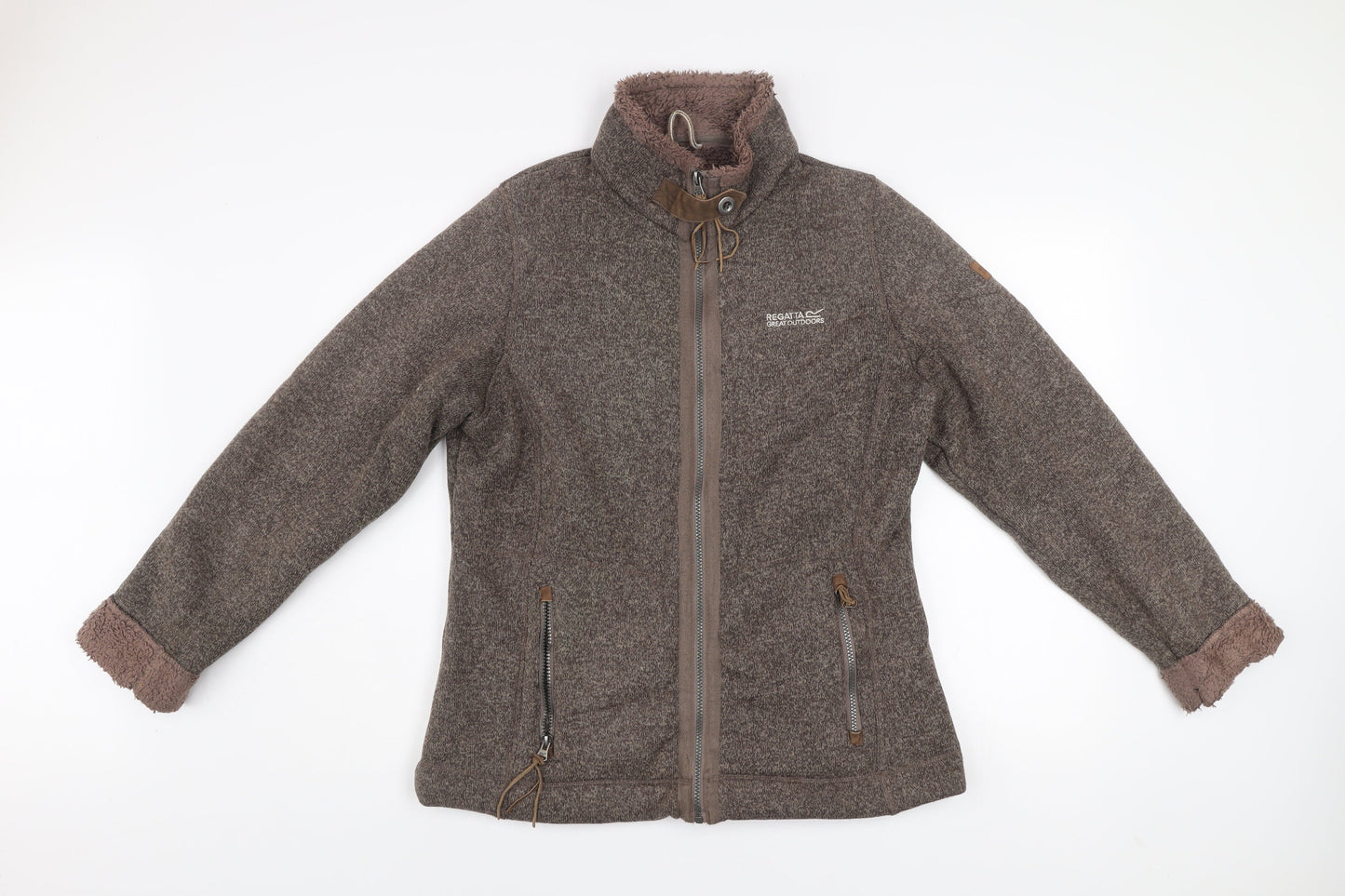 Regatta Women Brown Fleece Jacket UK 16 Outdoor Full Zip Lined