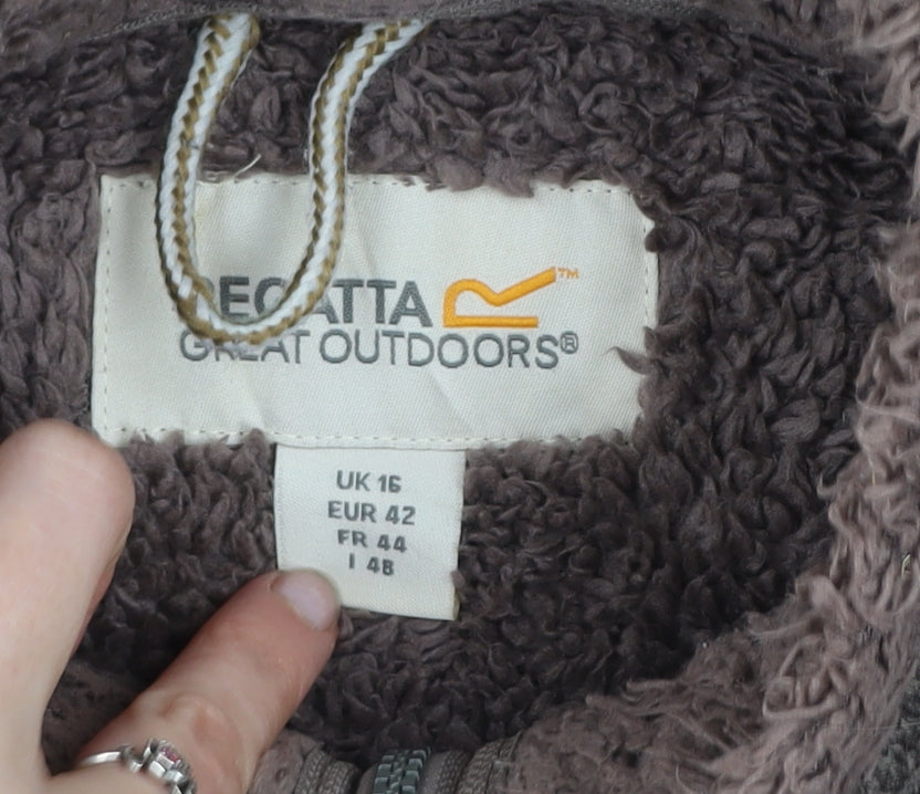 Regatta Women Brown Fleece Jacket UK 16 Outdoor Full Zip Lined