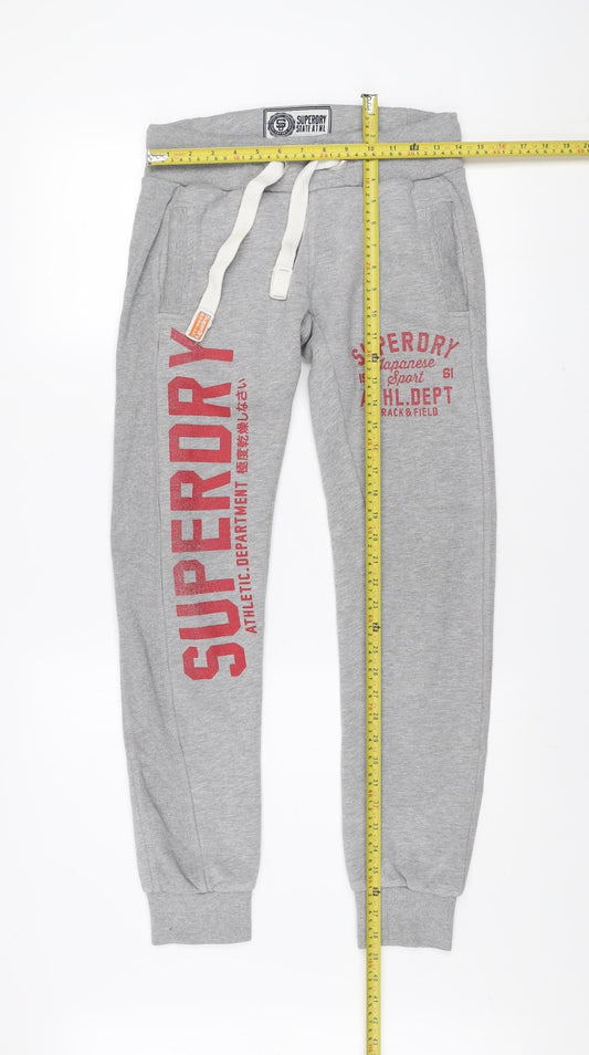 Superdry Men's Grey Jogger Sweatpants 2XS Regular Fit Fleece Trousers