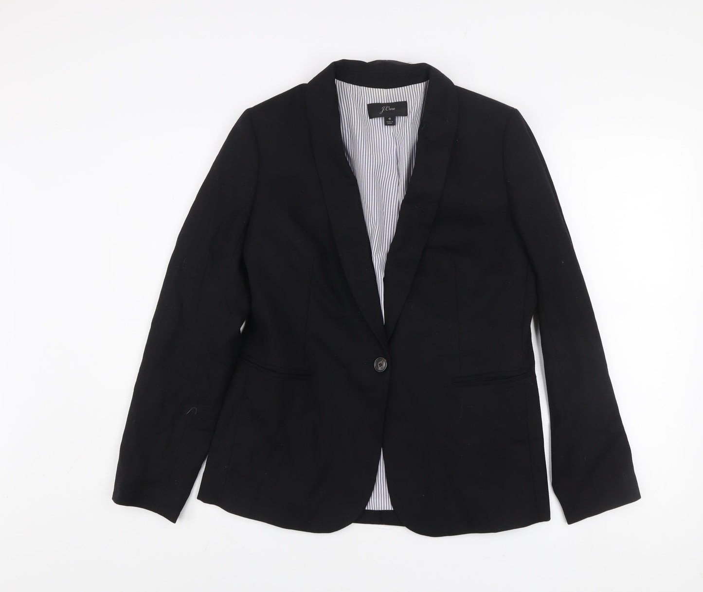 J.Crew Women's Black Wool Blend Fitted Blazer Jacket Size 10