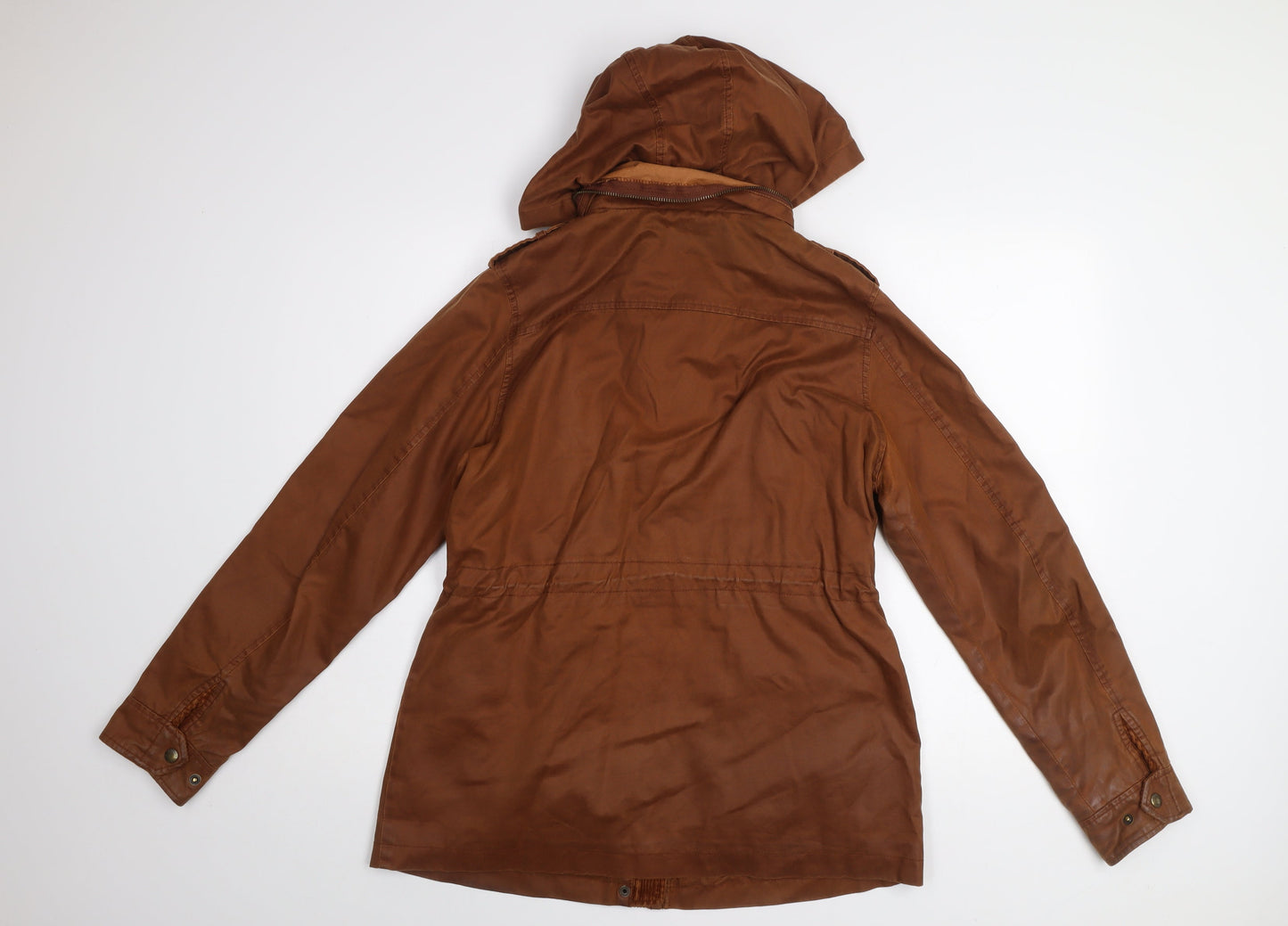 Fat Face Women Brown Hooded Parka Jacket UK 12 Cotton Blend