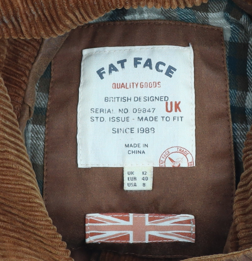 Fat Face Women Brown Hooded Parka Jacket UK 12 Cotton Blend