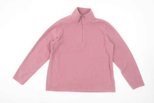 Mountain Warehouse Womens Pink 1/2 Zip Fleece Pullover Sweatshirt L
