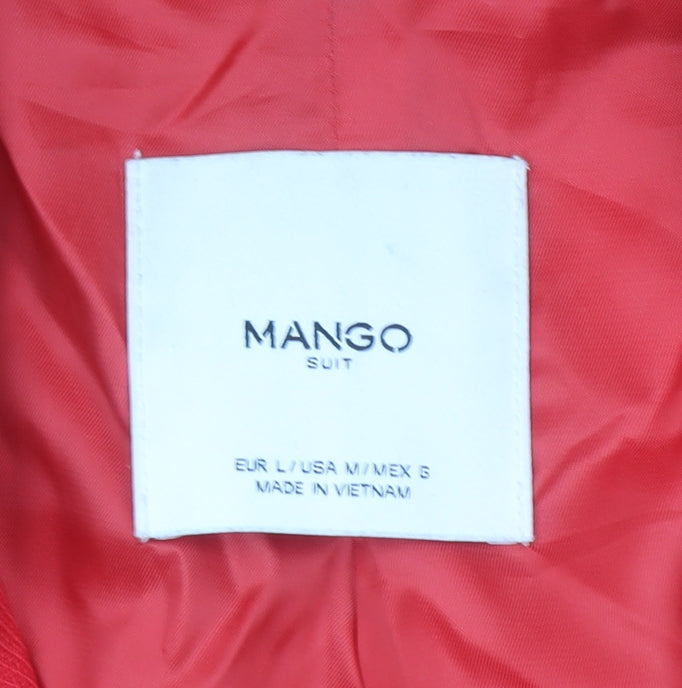 Mango Women Red Pea Coat Size 14 Lined Classic Mid-Length Button