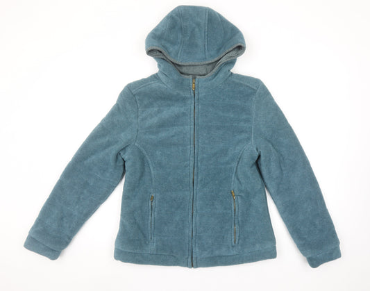 Hawkshead Women Blue Fleece Hooded Mid-Length Jacket Size 12