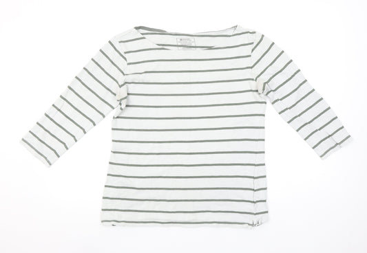Mountain Warehouse Women's White Striped 3/4 Sleeve Cotton T-Shirt UK 12