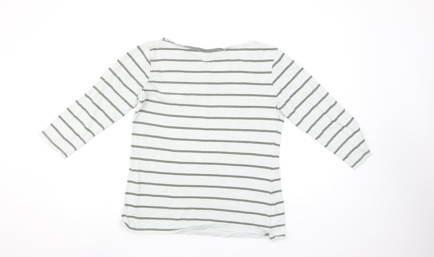 Mountain Warehouse Women's White Striped 3/4 Sleeve Cotton T-Shirt UK 12