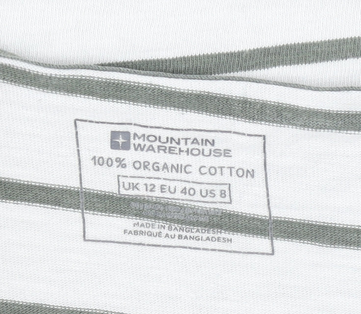 Mountain Warehouse Women's White Striped 3/4 Sleeve Cotton T-Shirt UK 12