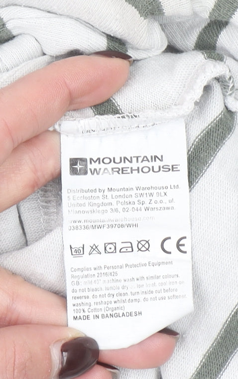 Mountain Warehouse Women's White Striped 3/4 Sleeve Cotton T-Shirt UK 12