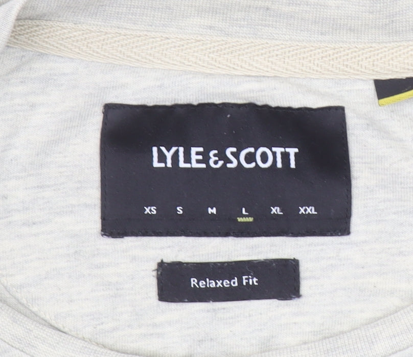 Lyle & Scott Men Beige Argyle Diamond Relaxed Fit T-Shirt L