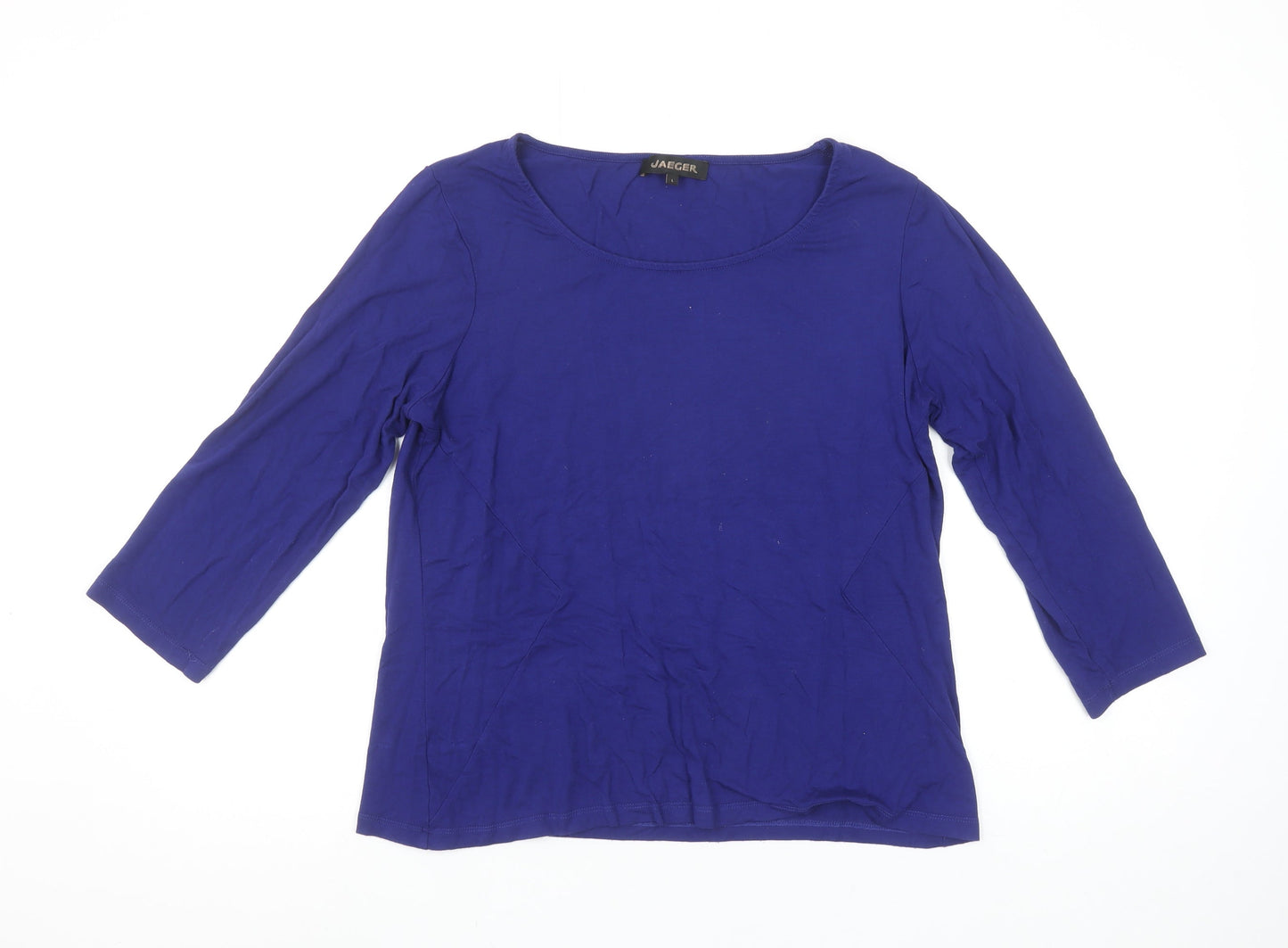 Jaeger Women's Blue 3/4 Sleeve Basic Jersey Top Size L