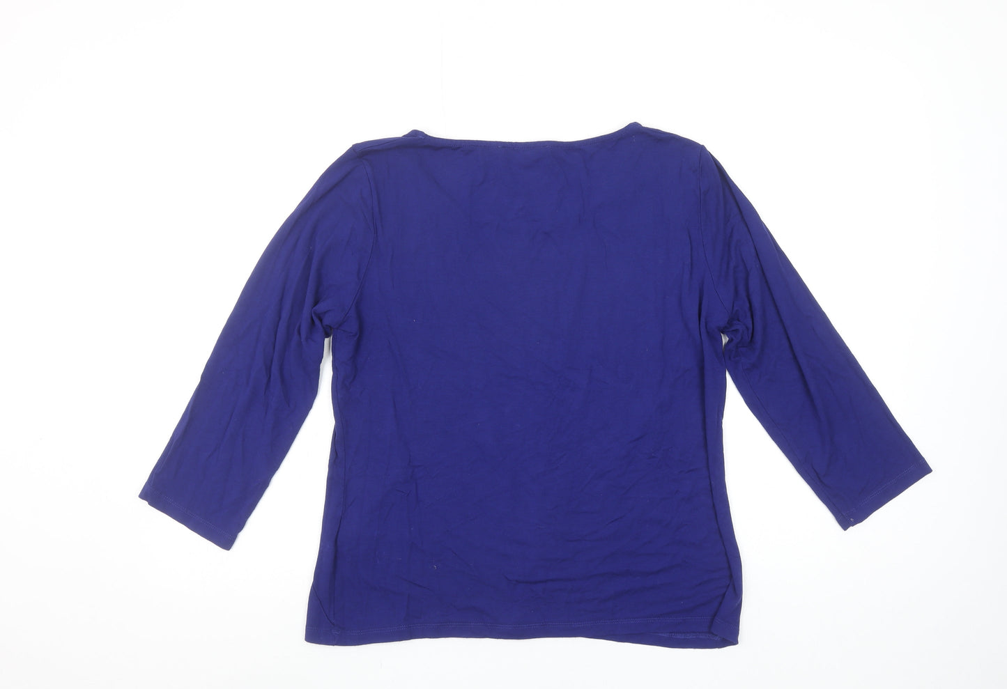 Jaeger Women's Blue 3/4 Sleeve Basic Jersey Top Size L