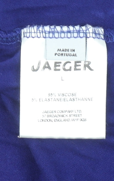 Jaeger Women's Blue 3/4 Sleeve Basic Jersey Top Size L