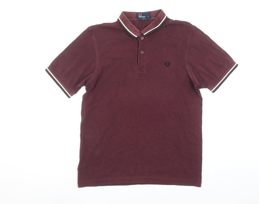 Fred Perry Men's Brown Slim Fit Cotton Polo Shirt Size M