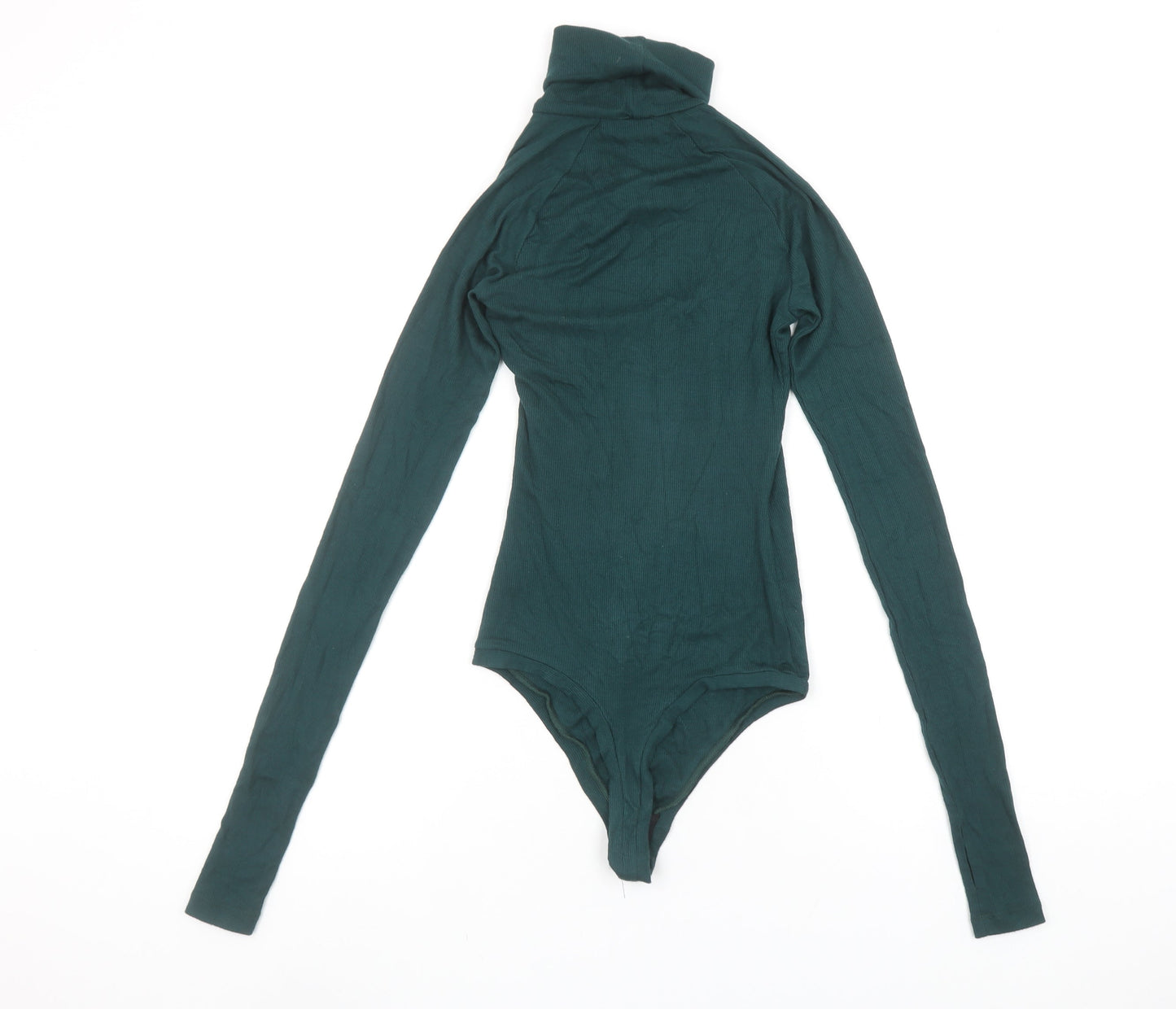 ALIX NYC Womens Green XS Roll Neck Long Sleeve Stretch Bodysuit
